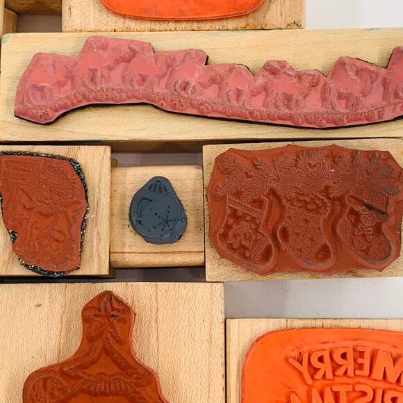 Rubber Stamp Lot Of 20 Christmas Snowman Tree Wisemen Stocking Angel Reindeer - Picture 8 of 16